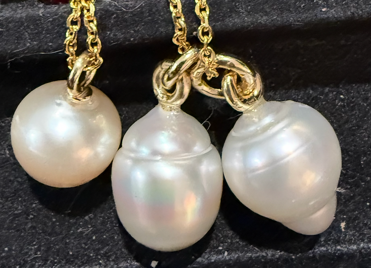 Drop Shaped Cream South Sea Pearl w 18k Gold Bail