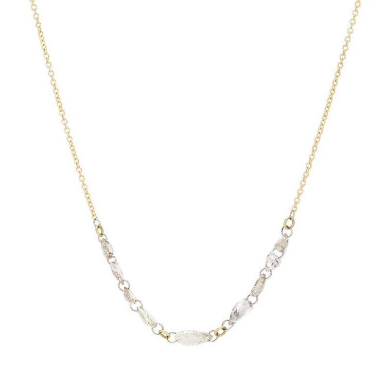 TAP 18k Yellow Gold Necklace With Mixed Rose Cuts Diamonds