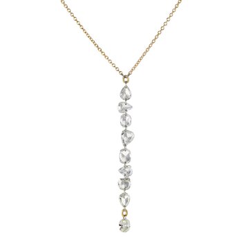 TAP 18K Cable Chain w 21 Mixed Rose Cut Dia on Platinum/18K Jump Rings
