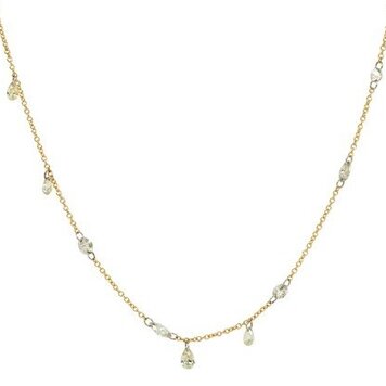 TAP 18k Yellow Gold NecklaceWith free set Marquis Round and Pear Diamonds