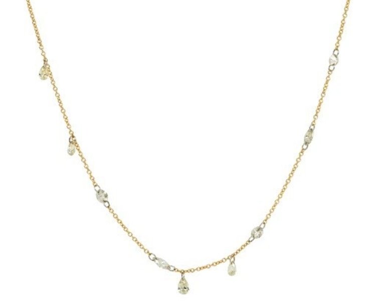 TAP 18k Yellow Gold NecklaceWith free set Marquis Round and Pear Diamonds