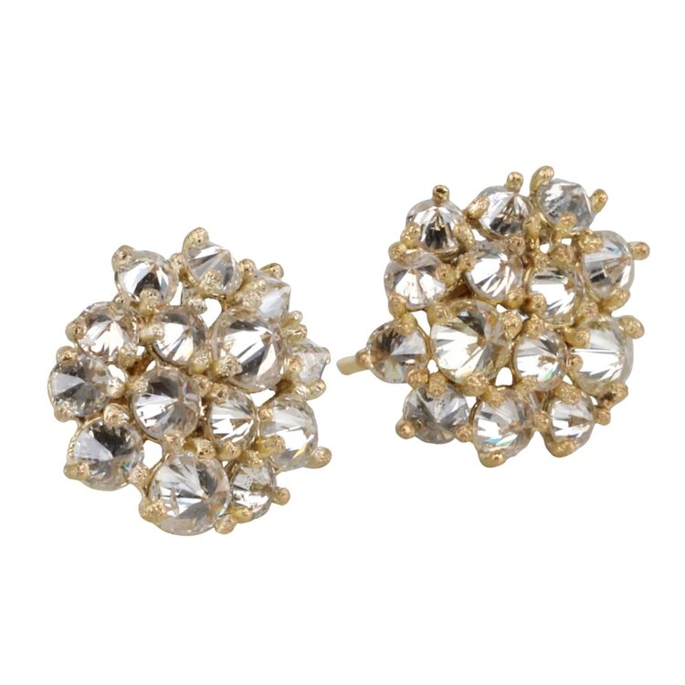 TAP 18K YG Earrings w Prong Set Inverted Round Diamonds (Pair)