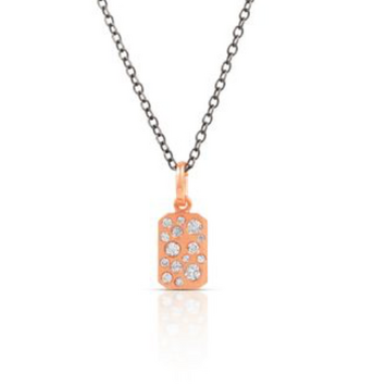925SUNEERA Bowie Rose Gold and Diamond Bar Pendant