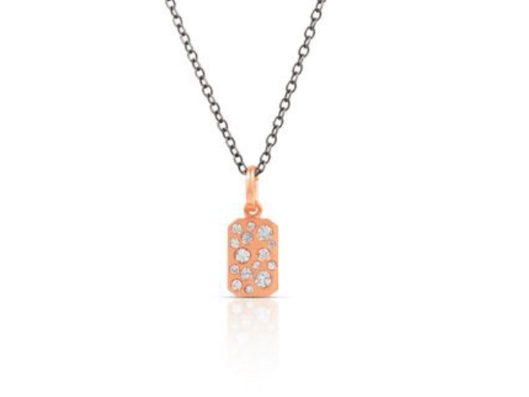 925SUNEERA Bowie Rose Gold and Diamond Bar Pendant