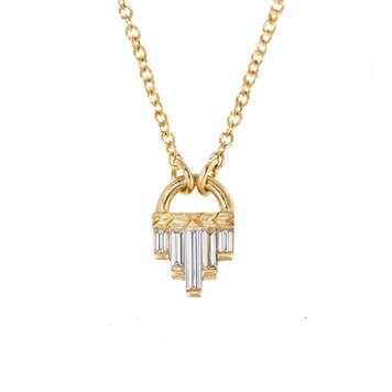 Artemer Art Deco Diamond Necklace with Baguette Cut Diamonds - S