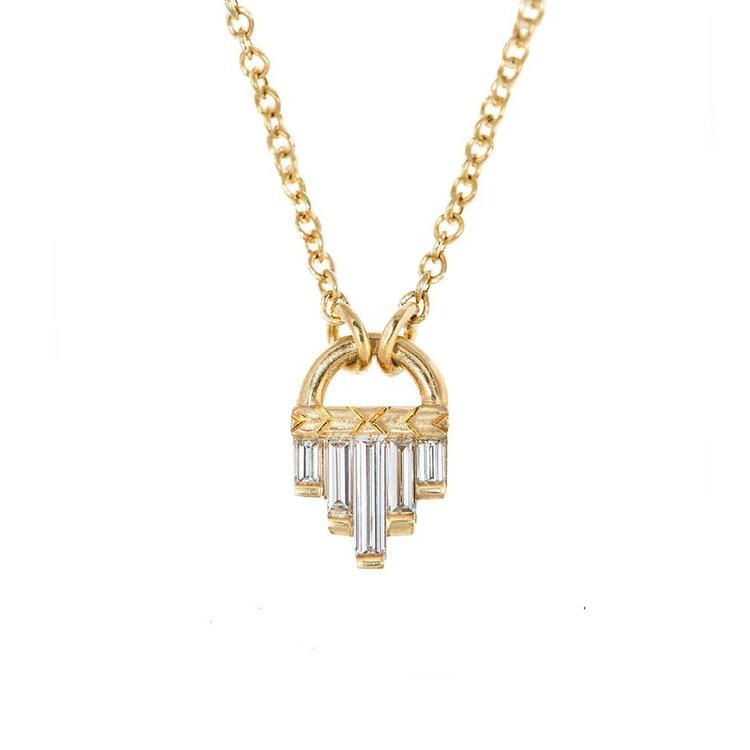 Artemer Art Deco Diamond Necklace with Baguette Cut Diamonds - S