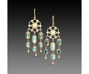 Ananda Khalsa Rosecut Green Tourmaline Chandelier Earring