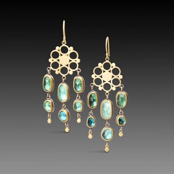 Ananda Khalsa Rosecut Green Tourmaline Chandelier Earring