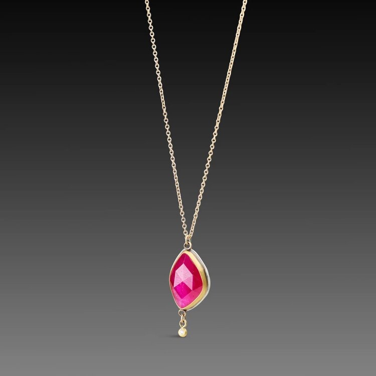 Ananda Khalsa Rosecut Ruby Necklace