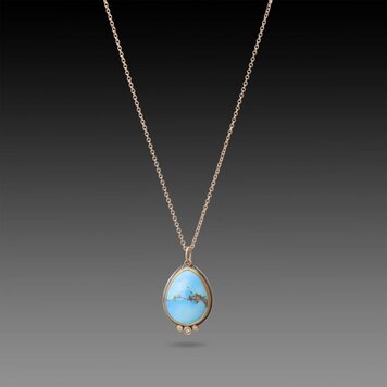 Ananda Khalsa Bright Blue Turquoise Teardrop Necklace