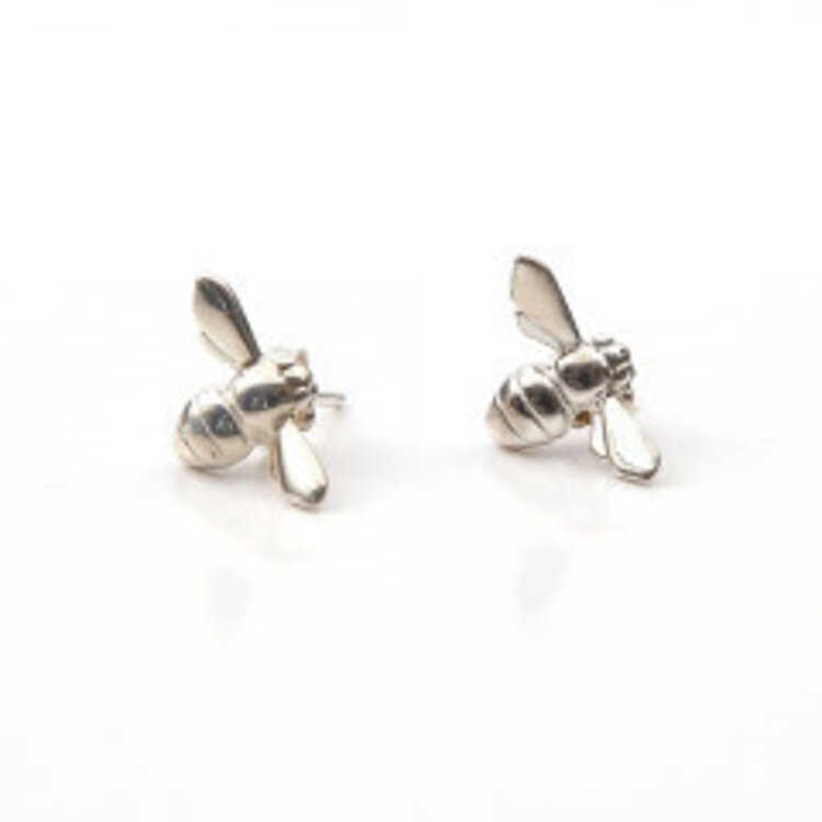 CFJ Bees Silver Tiny Bee Studs