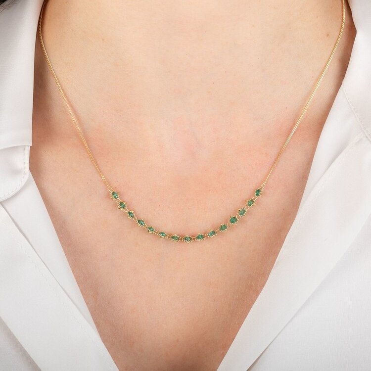 Amali Petite Emerald Textile Necklace