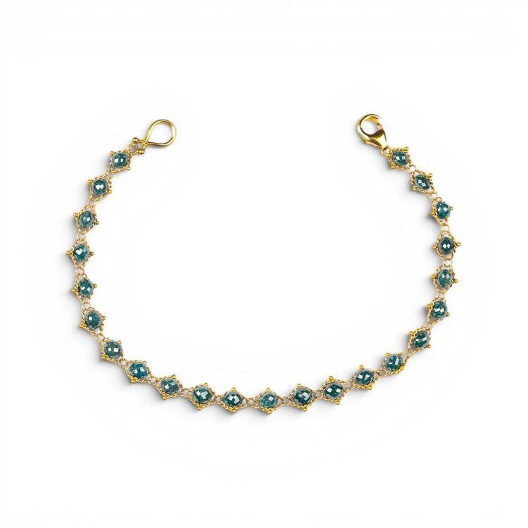 Amali Blue Diamond Full Textile Bracelet