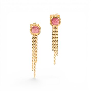 Amali Rhodocrosite Tassel Earrings
