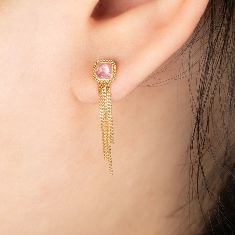 Amali Rhodocrosite Tassel Earrings