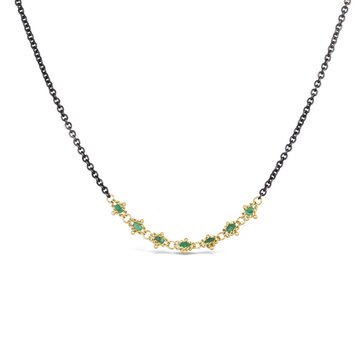 Amali Emerald Oxidized Textile Station Necklace