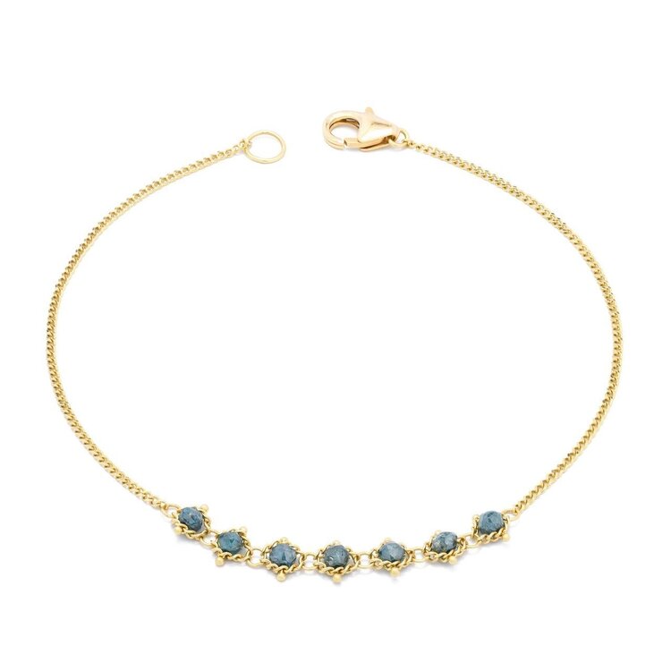 Amali Petite Blue Diamond Centered Textile Bracelet