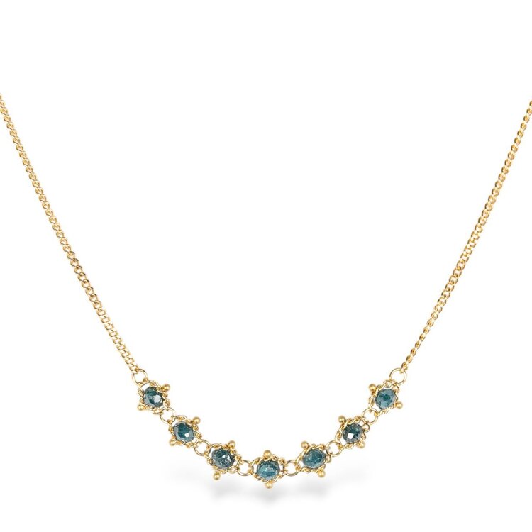 Amali Petite Blue Diamond Centered Textile Necklace