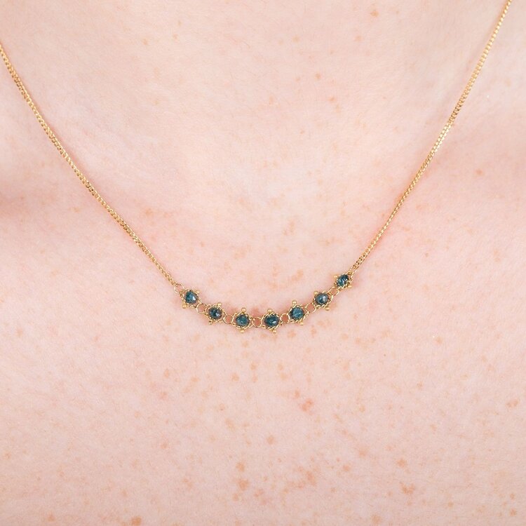 Amali Petite Blue Diamond Centered Textile Necklace