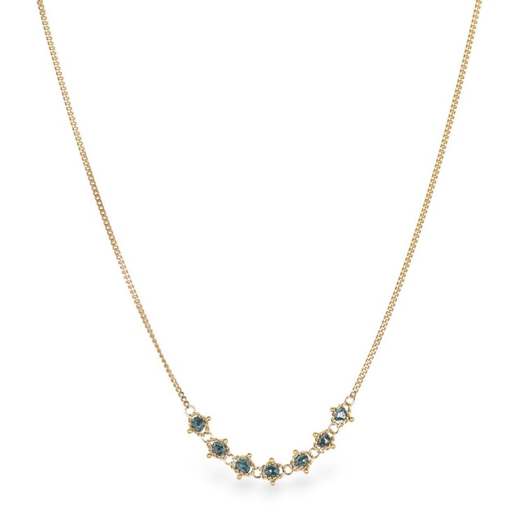 Amali Petite Blue Diamond Centered Textile Necklace