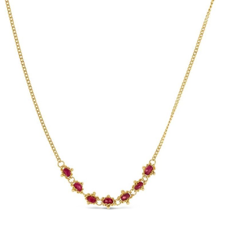Amali Petite Ruby Centered Textile Necklace