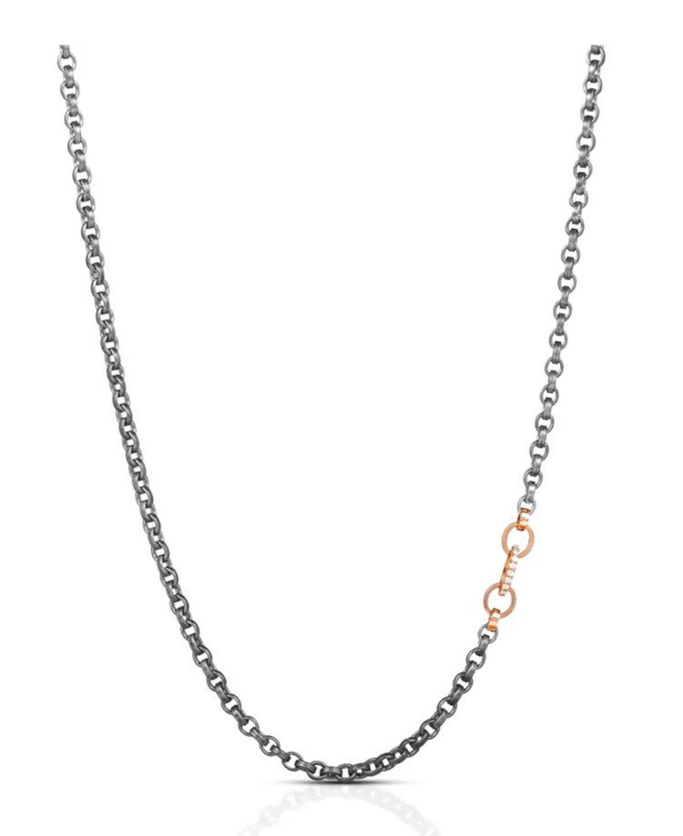 925SUNEERA Bella Chain with Graduated Rose Gold and Diamond Station Link
