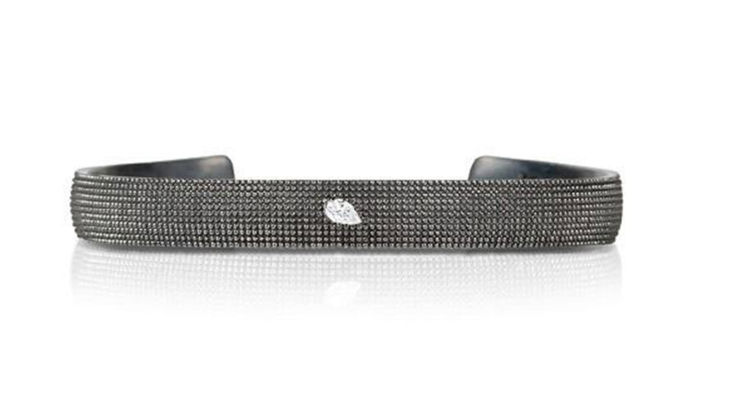 studio accord ブレスレット　silver925 50g 925SUNEERA Alexa Petite Cuff w/ Black Rhodium Finish Textured