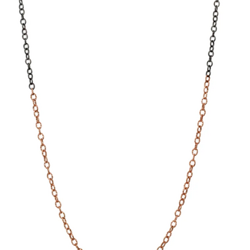 925SUNEERA Alexis Two Tone Chain w. Black Rhodium Finish Sterling Silver w/ Rose Gold