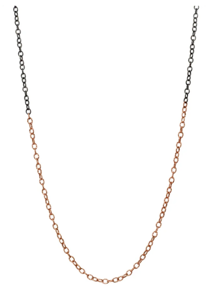 925SUNEERA Alexis Two Tone Chain w. Black Rhodium Finish Sterling Silver w/ Rose Gold