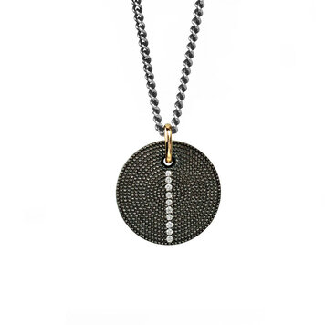 925SUNEERA Raina Pendant Black Rhodium Textured Sterling Silver with White Diamonds