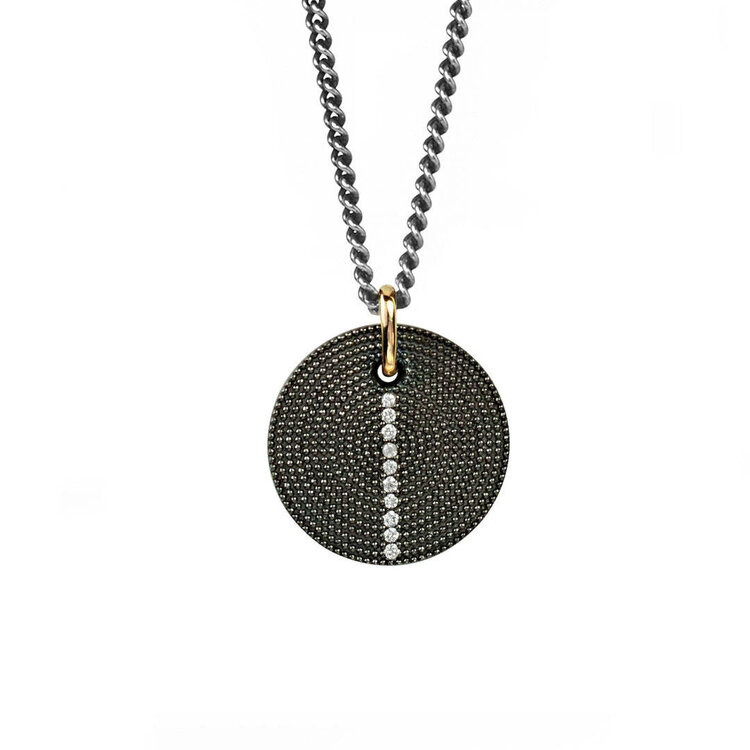925SUNEERA Raina Pendant Black Rhodium Textured Sterling Silver with White Diamonds