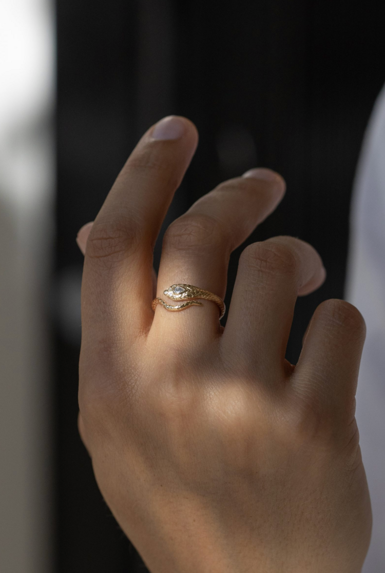 Celine d'Aoust Cobra big diamond & diamonds ring