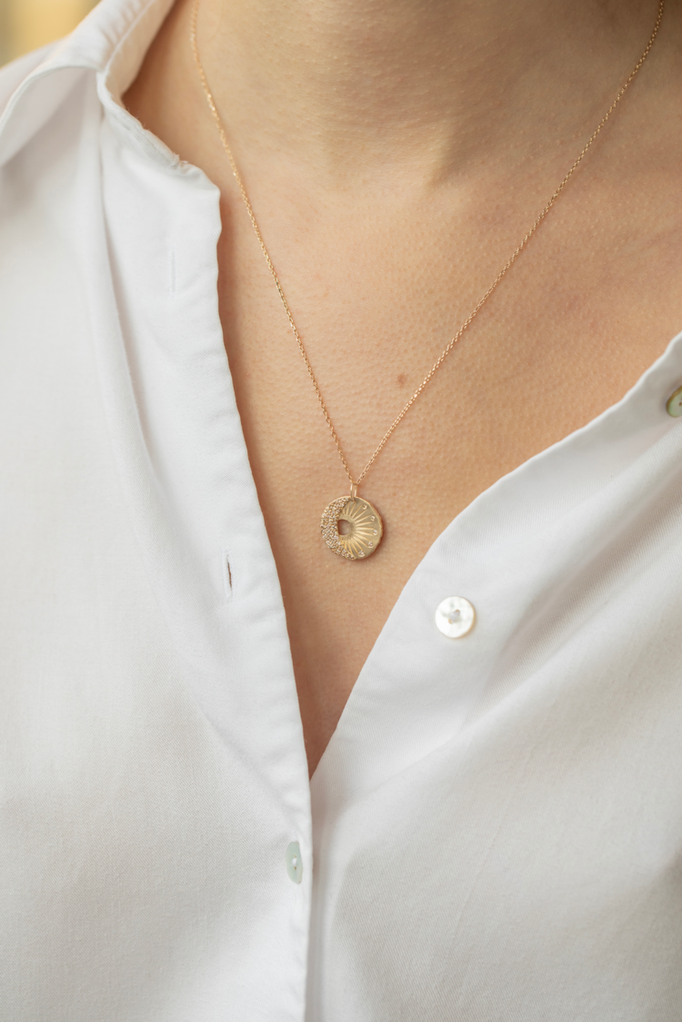 Celine d'Aoust Sun & moon medal necklace