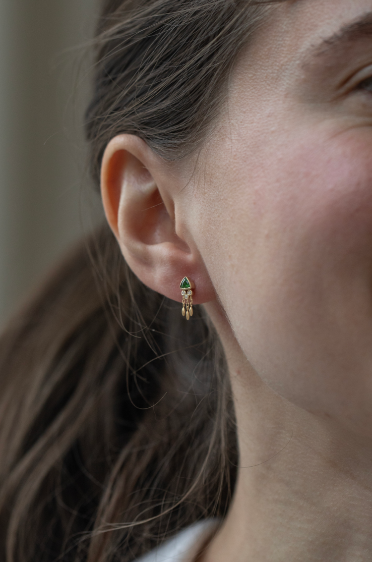 Celine d'Aoust Green tourmaline & diamonds single earring
