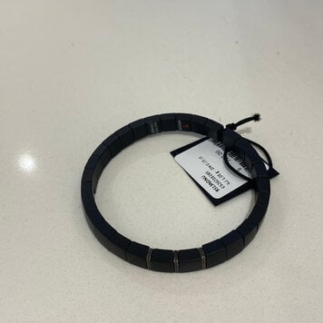 Demeglio Men's Satin Blk Ceramic Bracelet, 3 Blk Dia Bars in WG