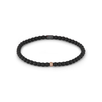 Demeglio Sphere Small Bracelet in Satin Black Ceramic with Ceramic Interlayers and Brown Diamond Sphere in Rose Gold