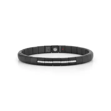 Demeglio Light Bracelet in Satin-Finished Black Ceramic with 5 Light element and White Diamonds in White Gold