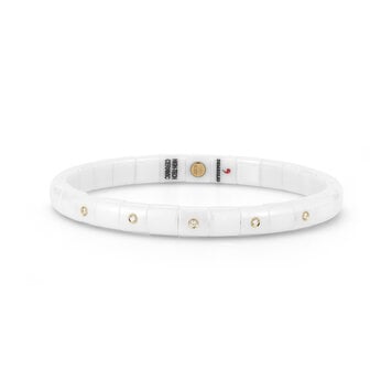 Demeglio Pura Bracelet White Ceramic-5 Bezel White Diamonds YG
