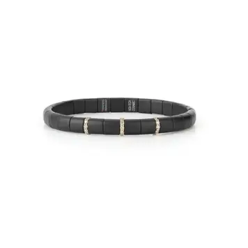 Demeglio Pura Bracelet in Satin Black Ceramic with 3 Bars Brown Diamonds