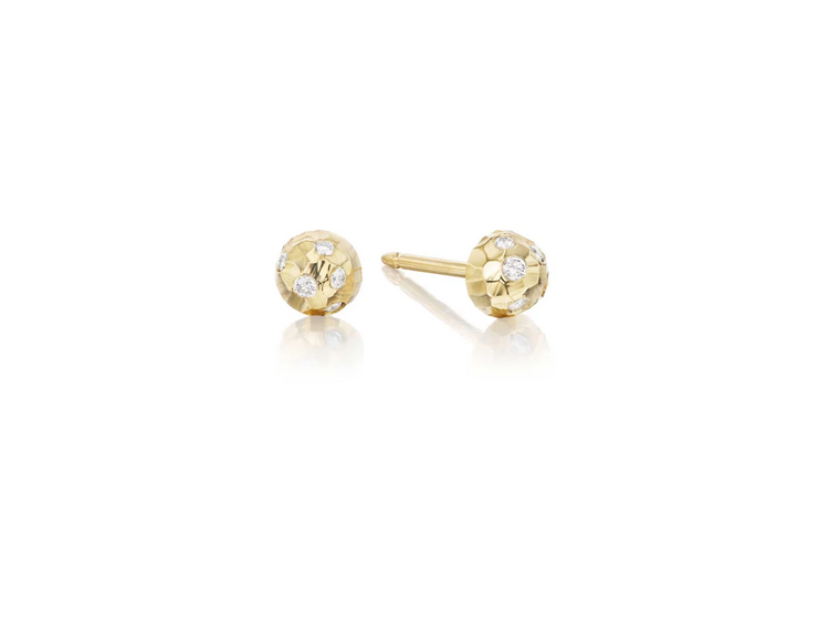 Dana Bronfman Hammered Dome Studs - Small with diamonds
