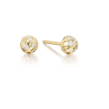 Dana Bronfman Hammered Dome Studs - Medium with Diamonds
