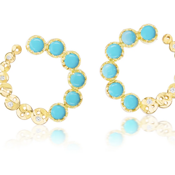 Dana Bronfman Small Sun, Moon & Turquoise Circle Earrings
