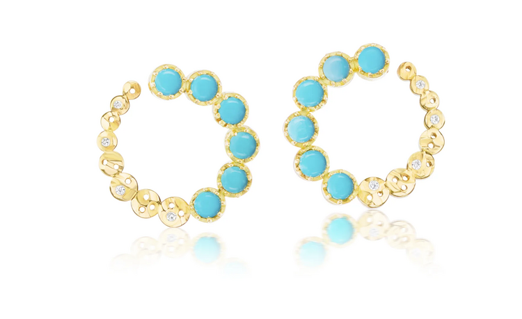 Dana Bronfman Small Sun, Moon & Turquoise Circle Earrings