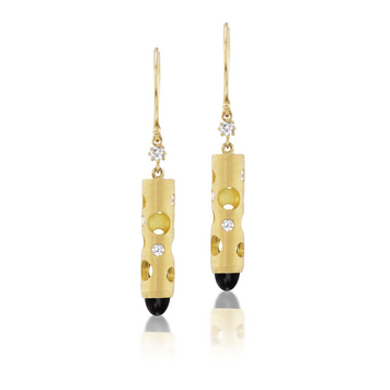 Dana Bronfman Black Jasper Holly Tube Dangle Earrings