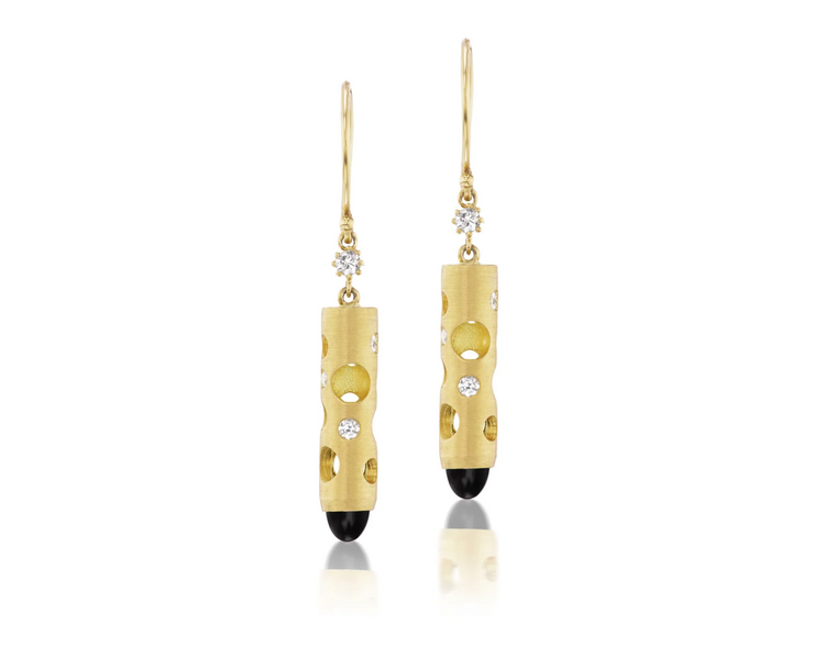 Dana Bronfman Black Jasper Holly Tube Dangle Earrings