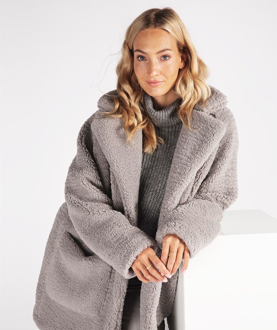 teddy coat gray