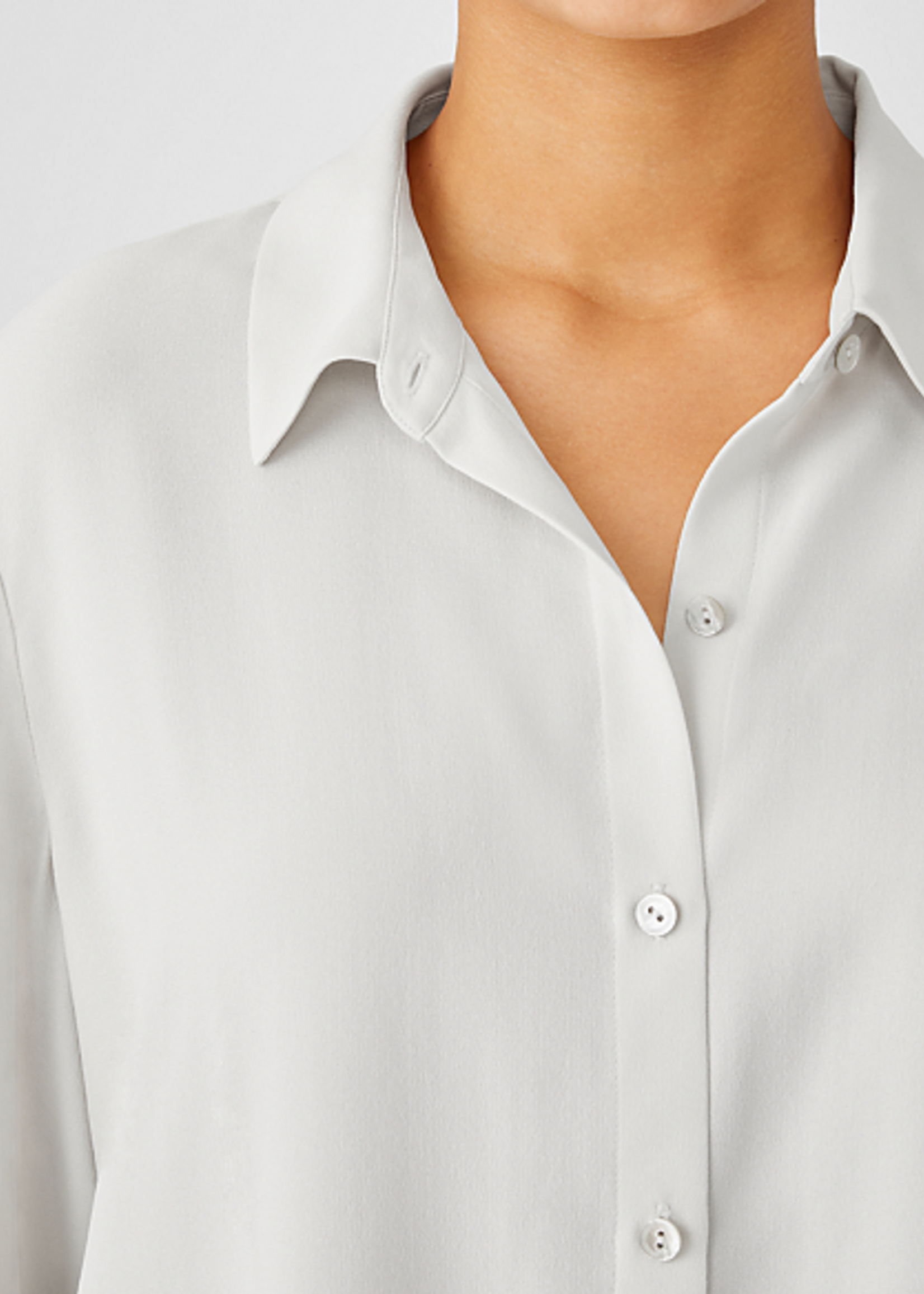 Eileen Fisher Silk Georgette Crepe Classic Collar Shirt
