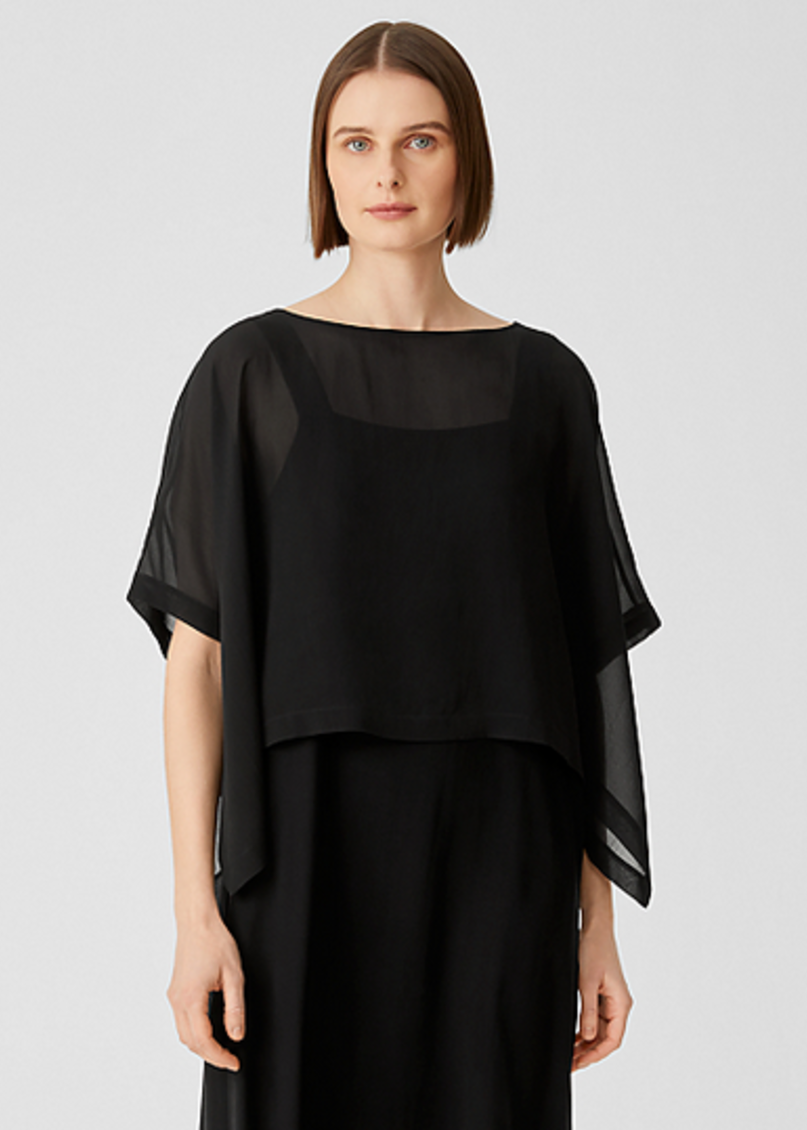 Eileen Fisher Sheer Silk Georgette Poncho