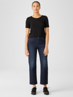 Eileen Fisher High Waisted Straight Ankle Jean - Utility Blue