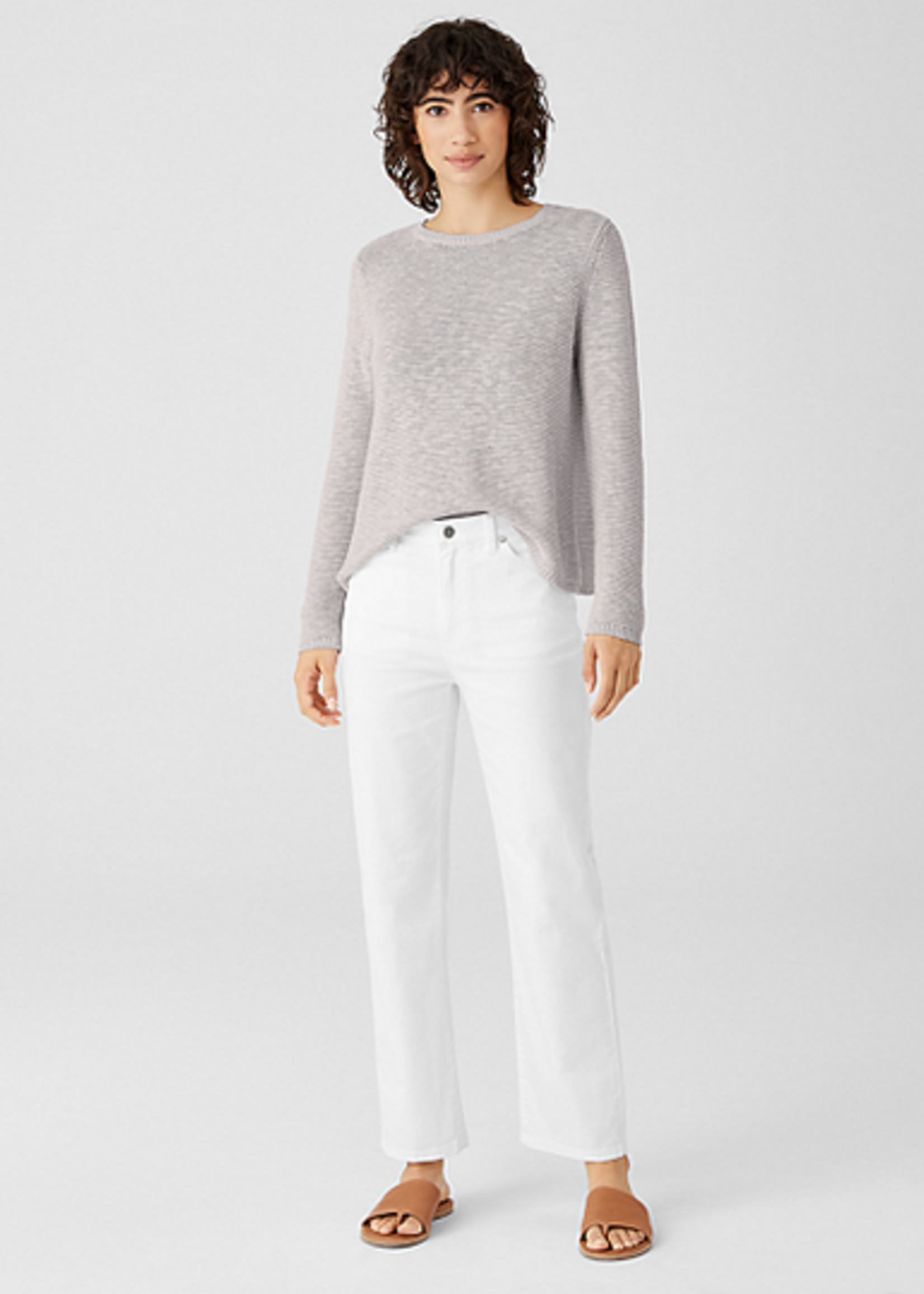 Eileen Fisher High Waisted Straight Ankle Jean - White